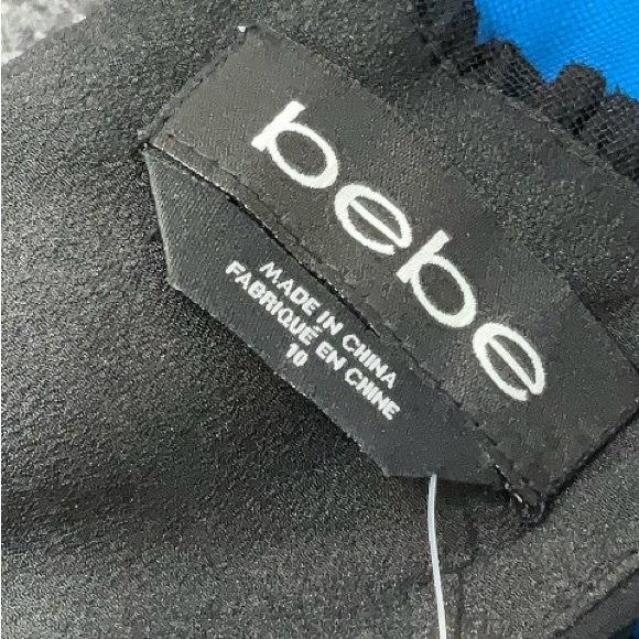 NWT Bebe Women’s Black V-Neck, Sheer Sides Cocktail Dress - Picture 3 of 4